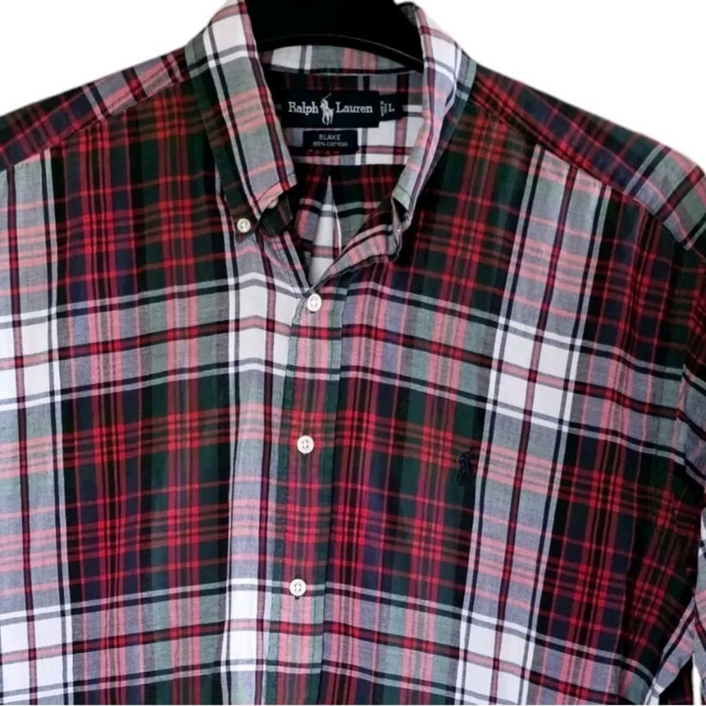 Ralph Lauren Blake Shirt Men's‎ Large Multicolor Plaid Short Sleeve